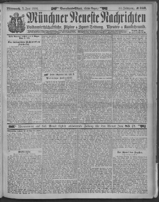 Münchner neueste Nachrichten Mittwoch 3. Juni 1891