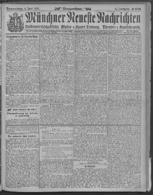 Münchner neueste Nachrichten Donnerstag 4. Juni 1891