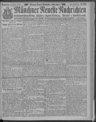 Münchner neueste Nachrichten Sonntag 14. Juni 1891