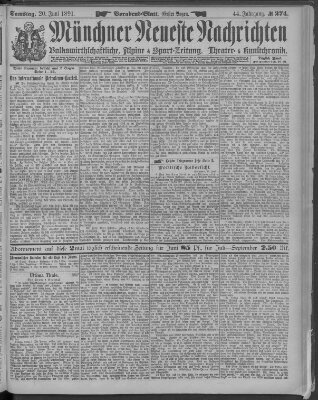 Münchner neueste Nachrichten Samstag 20. Juni 1891