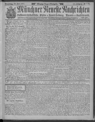 Münchner neueste Nachrichten Dienstag 30. Juni 1891