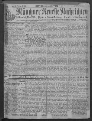 Münchner neueste Nachrichten Donnerstag 1. Oktober 1891