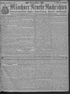 Münchner neueste Nachrichten Freitag 2. Oktober 1891