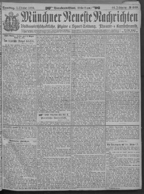 Münchner neueste Nachrichten Samstag 3. Oktober 1891