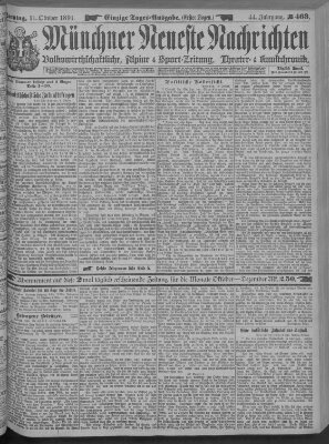 Münchner neueste Nachrichten Sonntag 11. Oktober 1891