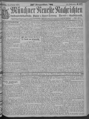 Münchner neueste Nachrichten Dienstag 13. Oktober 1891