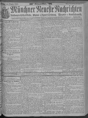 Münchner neueste Nachrichten Freitag 16. Oktober 1891