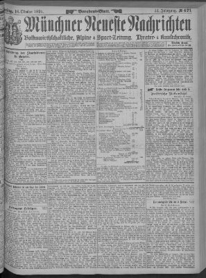 Münchner neueste Nachrichten Freitag 16. Oktober 1891