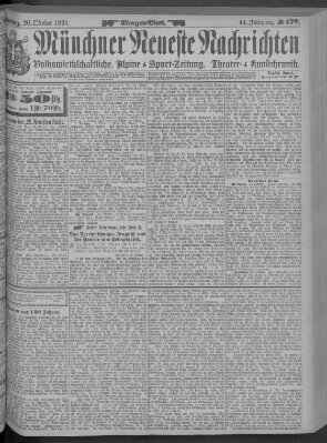 Münchner neueste Nachrichten Dienstag 20. Oktober 1891