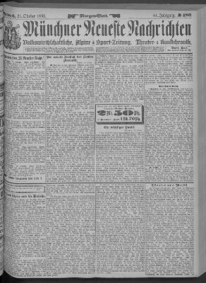 Münchner neueste Nachrichten Mittwoch 21. Oktober 1891