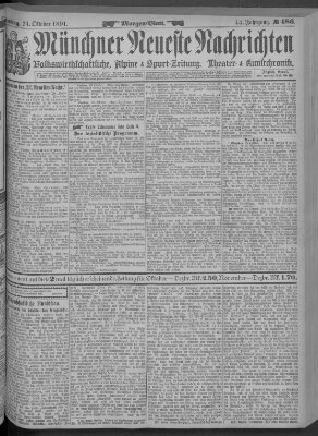 Münchner neueste Nachrichten Samstag 24. Oktober 1891