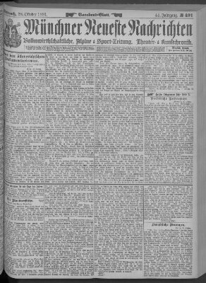 Münchner neueste Nachrichten Mittwoch 28. Oktober 1891