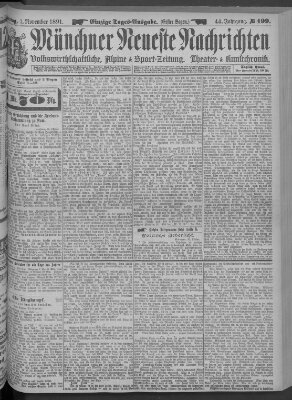 Münchner neueste Nachrichten Sonntag 1. November 1891