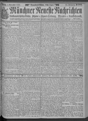 Münchner neueste Nachrichten Mittwoch 4. November 1891