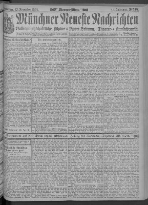 Münchner neueste Nachrichten Donnerstag 12. November 1891