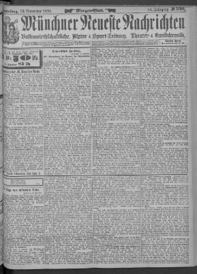 Münchner neueste Nachrichten Donnerstag 19. November 1891