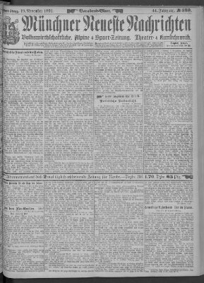 Münchner neueste Nachrichten Donnerstag 19. November 1891