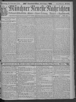 Münchner neueste Nachrichten Donnerstag 26. November 1891