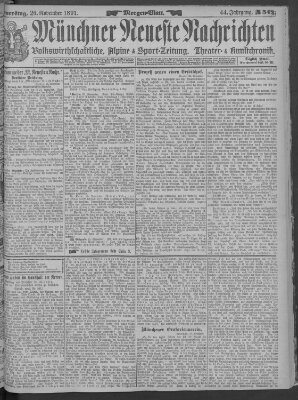 Münchner neueste Nachrichten Donnerstag 26. November 1891