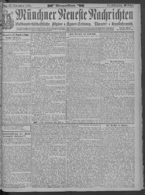 Münchner neueste Nachrichten Freitag 27. November 1891