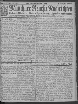 Münchner neueste Nachrichten Freitag 27. November 1891