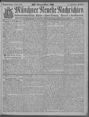 Münchner neueste Nachrichten Donnerstag 2. Juli 1891