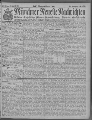 Münchner neueste Nachrichten Freitag 3. Juli 1891