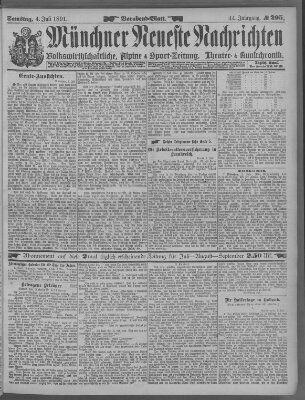 Münchner neueste Nachrichten Samstag 4. Juli 1891