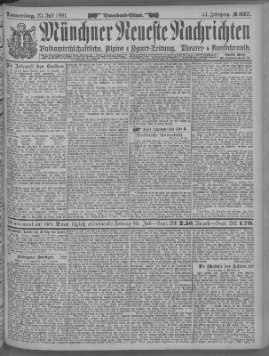 Münchner neueste Nachrichten Donnerstag 23. Juli 1891