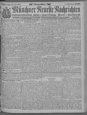 Münchner neueste Nachrichten Donnerstag 23. Juli 1891