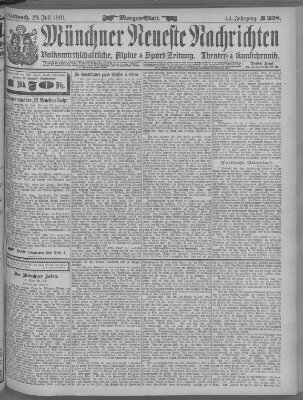 Münchner neueste Nachrichten Mittwoch 29. Juli 1891