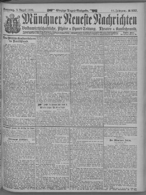 Münchner neueste Nachrichten Sonntag 9. August 1891