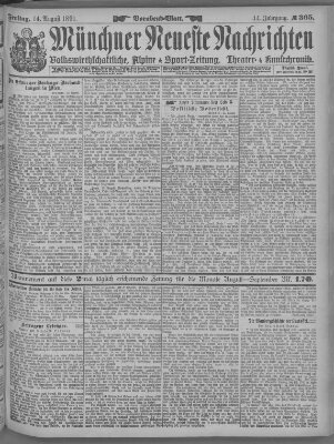 Münchner neueste Nachrichten Freitag 14. August 1891