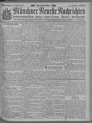 Münchner neueste Nachrichten Donnerstag 20. August 1891