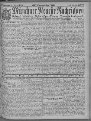 Münchner neueste Nachrichten Donnerstag 20. August 1891