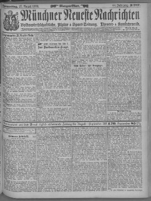 Münchner neueste Nachrichten Donnerstag 27. August 1891