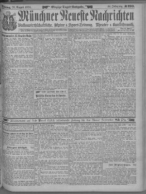 Münchner neueste Nachrichten Montag 31. August 1891