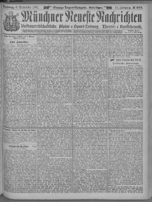 Münchner neueste Nachrichten Sonntag 6. September 1891