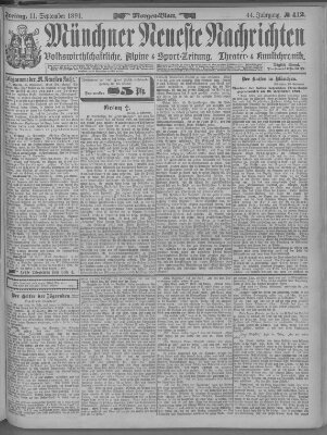 Münchner neueste Nachrichten Freitag 11. September 1891