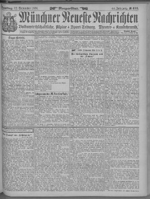 Münchner neueste Nachrichten Samstag 12. September 1891