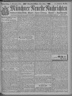 Münchner neueste Nachrichten Donnerstag 17. September 1891