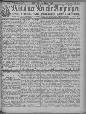 Münchner neueste Nachrichten Donnerstag 17. September 1891