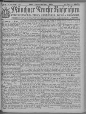 Münchner neueste Nachrichten Freitag 18. September 1891