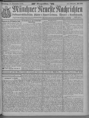 Münchner neueste Nachrichten Samstag 19. September 1891