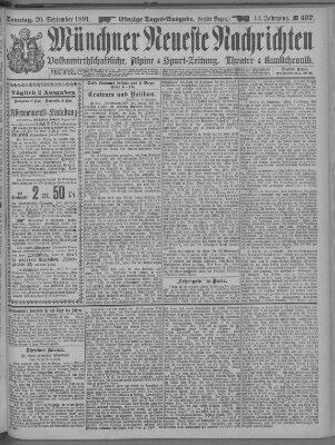 Münchner neueste Nachrichten Sonntag 20. September 1891