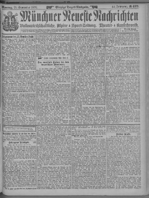 Münchner neueste Nachrichten Montag 21. September 1891