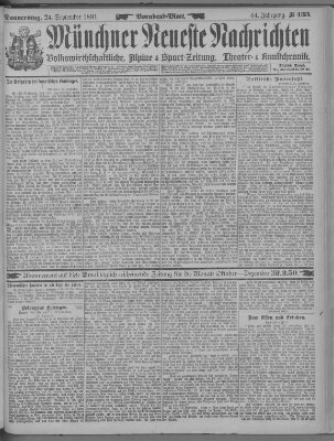 Münchner neueste Nachrichten Donnerstag 24. September 1891