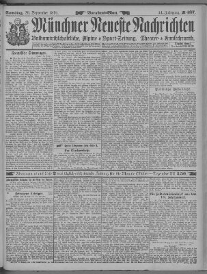 Münchner neueste Nachrichten Samstag 26. September 1891