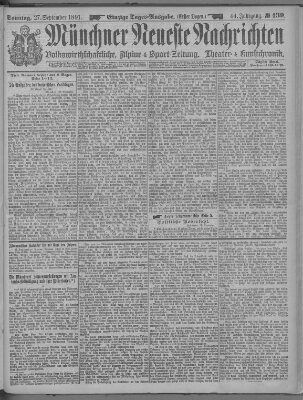 Münchner neueste Nachrichten Sonntag 27. September 1891