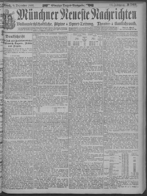 Münchner neueste Nachrichten Mittwoch 9. Dezember 1891